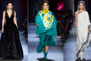 Белла Хадид, Эшли Грэм и Винни Харлоу на показе Prabal Gurung