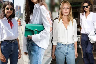 Белый верх, джинсовый низ: классика от Виктории Бекхэм, Софии Копполы и Кейт Босуорт