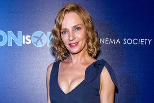 Ума Турман удивила очень смелым декольте на премьере фильма в Нью-Йорке