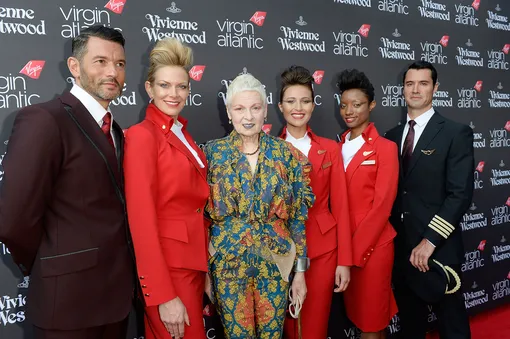 Вивьен Вествуд на презентации ее униформы для Virgin Atlantics, 2014