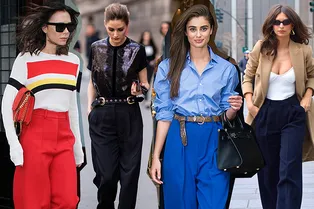 С чем носить широкие брюки с высокой талией: 8 лучших примеров