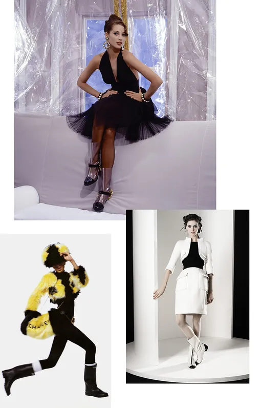 Слева направо: рекламаная кампания Chanel осень-зима 1994/95; осень-зима 199/92; haute couture весна-лето 2006 Слева направо: рекламаная кампания Chanel осень-зима 1994/95; осень-зима 199/92; haute couture весна-лето 2006