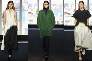 Осенне-зимняя классика: кожаный кейп и шелковые платья на каждый день на показе Narciso Rodriguez