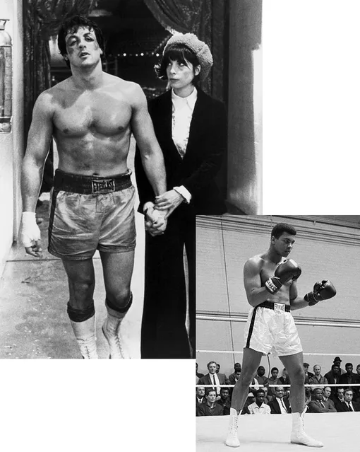 Сильвестр Сталлоне в фильме «Рокки», 1976 год; Мухаммед Али, 1966 год