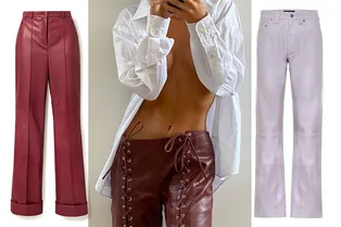Вещь сезона: 10 пар брюк из цветной кожи на замену базовым черным