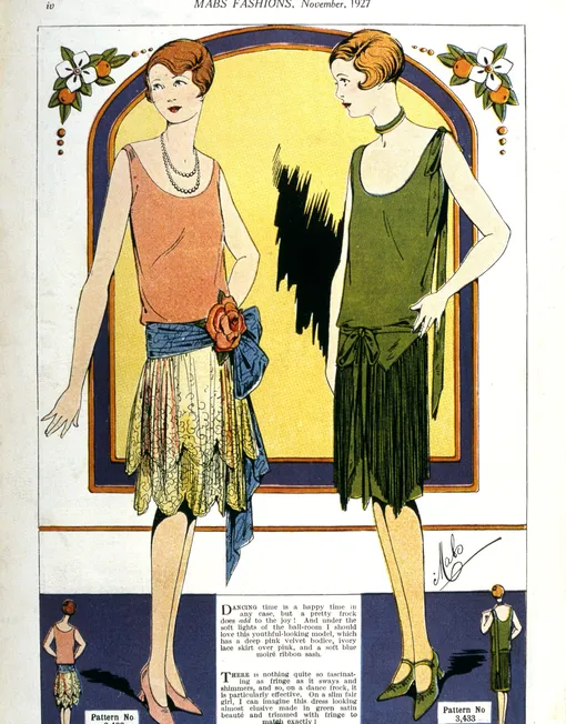 Эскиз женского платья из журнала Mabs Fashion, 1927