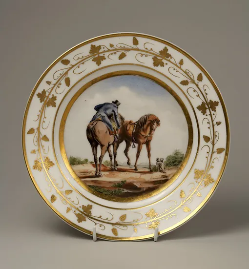 Тарелка десертная с композицией по гравюре Свебаха Ж.Ф.Жю, 1819-1820 годы