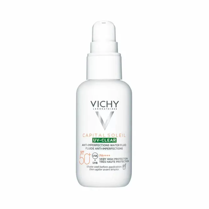 Невесомый солнцезащитный флюид для лица для проблемной кожи UV-Сlear SPF 50+, VICHY