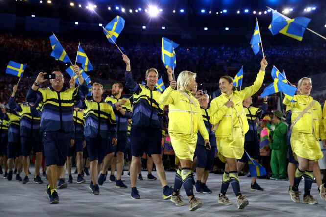 Олимпийская сборная Швеции в форме от H&M на церемонии открытия