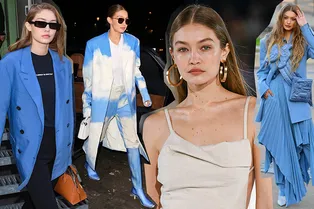 Небесно-голубой, монохром и всегда акцент на обувь: 28 самых ярких образов Джиджи Хадид