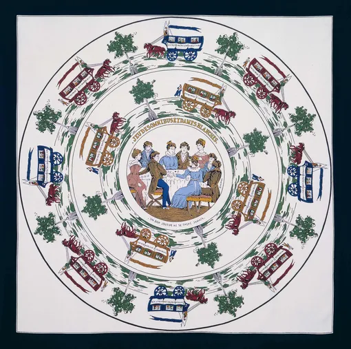 Первый шелковый платок Hermès Jeu des Omnibus et Dames Blanches, художник Юго Грикар, 1937 год.