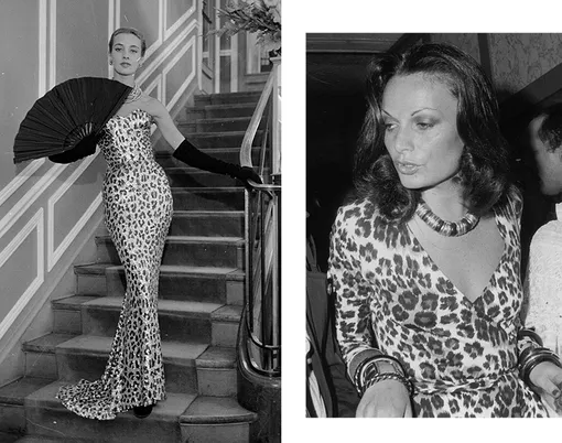 Модель в вечернем платье Christian Dior, 1953 год; Диана фон Фюрстенберг, 1974 год