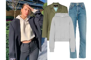 Этой зимой носите объемный жакет поверх худи