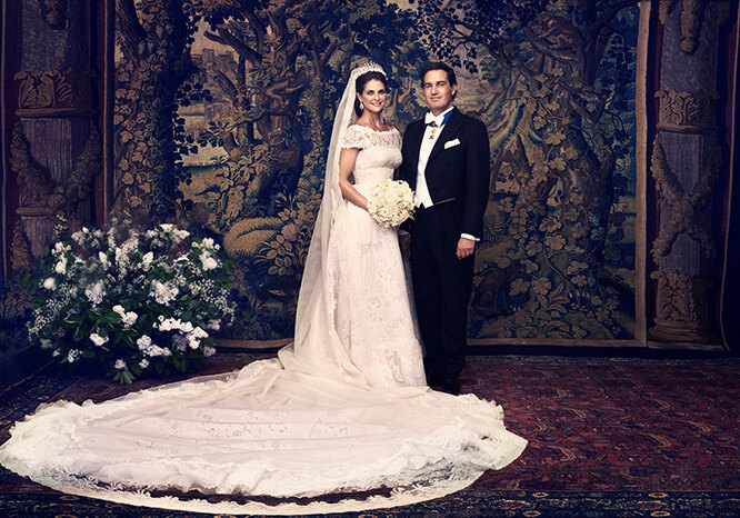Принцесса Швеции Мадлен и Кристофер О'Нилл в день своей свадьбы, 2013