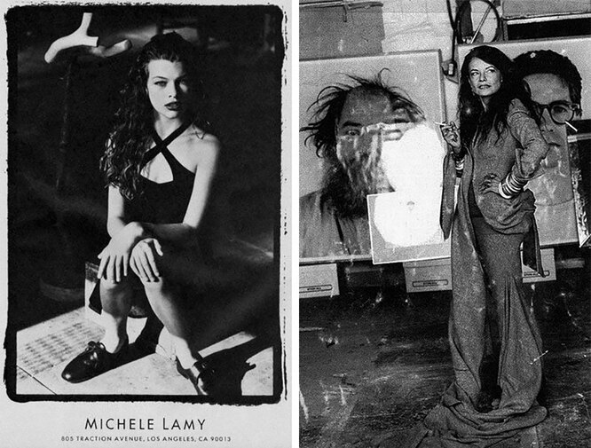 Мила Йовович в рекламной кампании Michelle Lamy, 1998 год; Мишель Лами в лукбуке Rick Owens^ 1998 год
