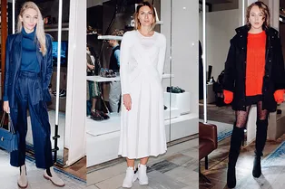 Аглая Тарасова, Максим Матвеев и Мари Коберидзе на коктейле Fratelli Rossetti