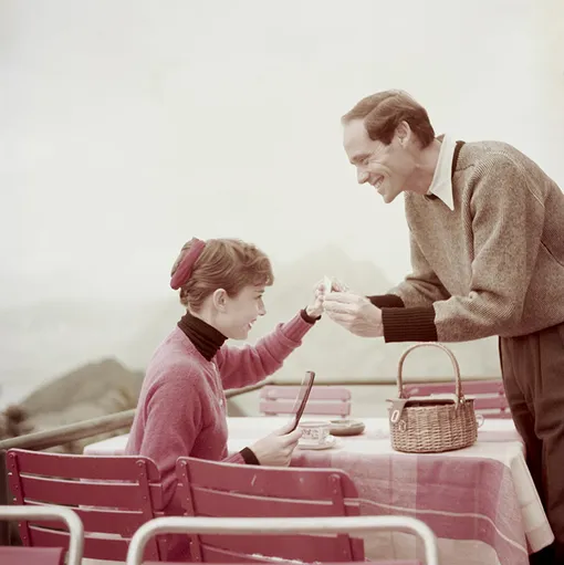 Одри Хепберн и Мел Феррер в Швейцарии, 1955 год
