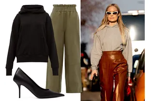 Заправляйте худи в кожаные брюки