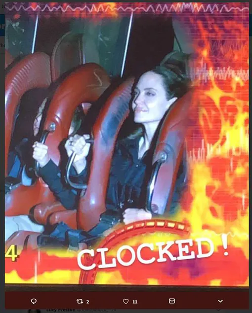 Анджелина Джоли в парке аттракционов