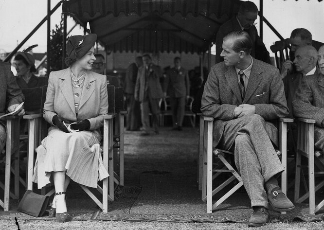 Принцесса Елизавета и герцог Эдинбургский на Королевской конной выставке в Виндзоре, 12 мая 1949 года