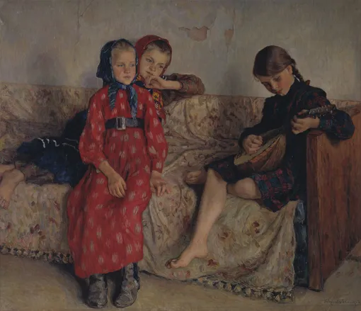 «Деревенские друзья». Н.П. Богданов-Бельский. 1913 г. Холст, масло.