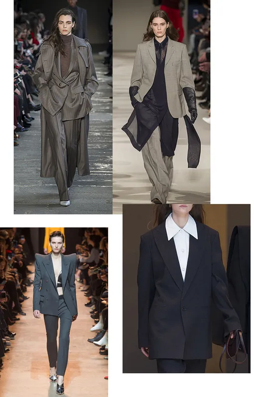 Слева направо: Mugler, Max Mara, Victoria Beckham и Céline осень-зима 2017 Слева направо: Mugler, Max Mara, Victoria Beckham и Céline осень-зима 2017