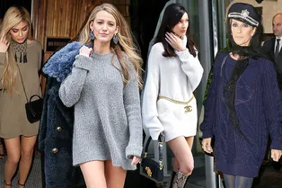 От Беллы Хадид до Кайи Гербер: 10 уютных, но соблазнительных образов звезд в платьях-свитерах