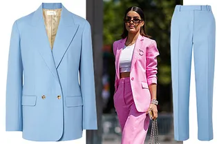 Не клетка и не полоска: 10 цветных брючных костюмов