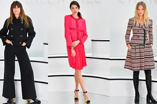 Саша Лусс, Маргарет Куэлли и Каролин Де Мегрэ на показе Chanel