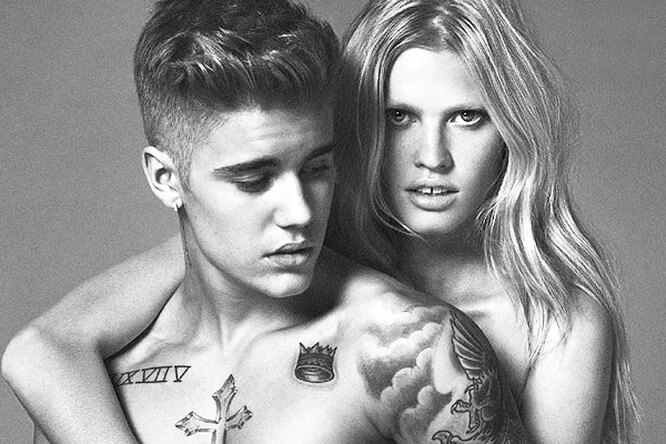 Джастин Бибер и Лара Стоун в рекламе Calvin Klein