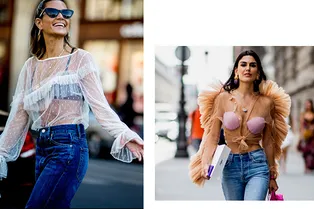 Идеальная пара: джинсы + прозрачный топ