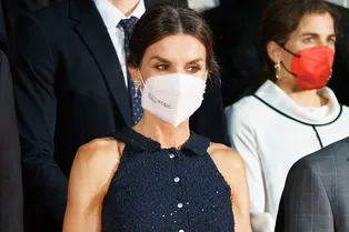 Строго, но эффектно: королева Летиция в мерцающем комплекте Nina Ricci на гала-вечере в Мадриде