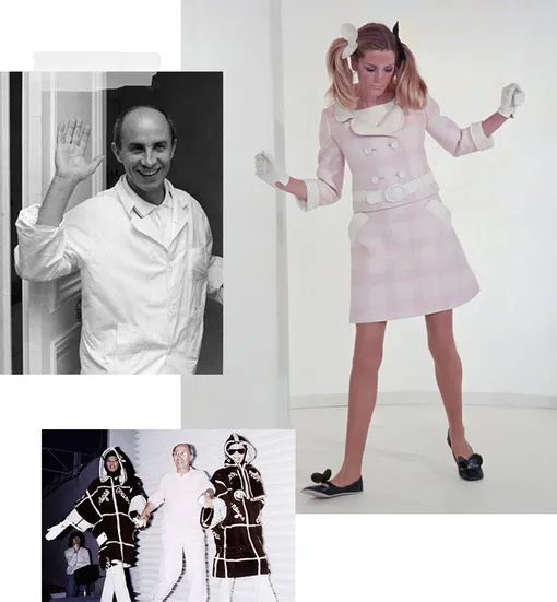 Андре Курреж, 1967; Courreges осень-зима1984/85; модель в костюме Courreges, 1968 Андре Курреж, 1967; Courreges осень-зима1984/85; модель в костюме Courreges, 1968