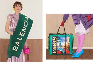 Баулы челноков, бархатные резинки, клипсы и другие призраки 90-х в лукбуке Balenciaga