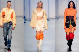 Всем стиль: кроссовки-сапоги и легинсы Ким Кардашьян на показе Heron Preston