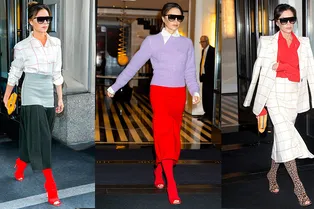 8 образов и одна пара обуви: учимся носить сапоги-чулки у Виктории Бекхэм