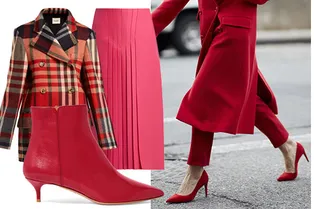 С чем носить красную обувь осенью: 5 практичных сочетаний
