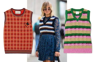 Как носить шерстяные жилетки поверх рубашек и платьев