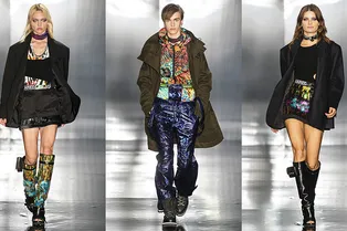 Рокерские майки, тай-дай и голографические платья на показе Dsquared2 в Милане