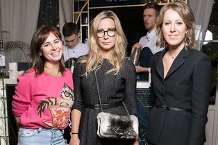 Оксана Лаврентьева, Ксения Собчак, Надежда Оболенцева на 6-летии интеллектуального клуба «418»