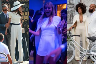 5 звезд, которые отказались от свадебных платьев в пользу комбинезонов и костюмов