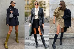 Высокие сапоги, мини и голые ноги — лучшее комбо для дождливого лета