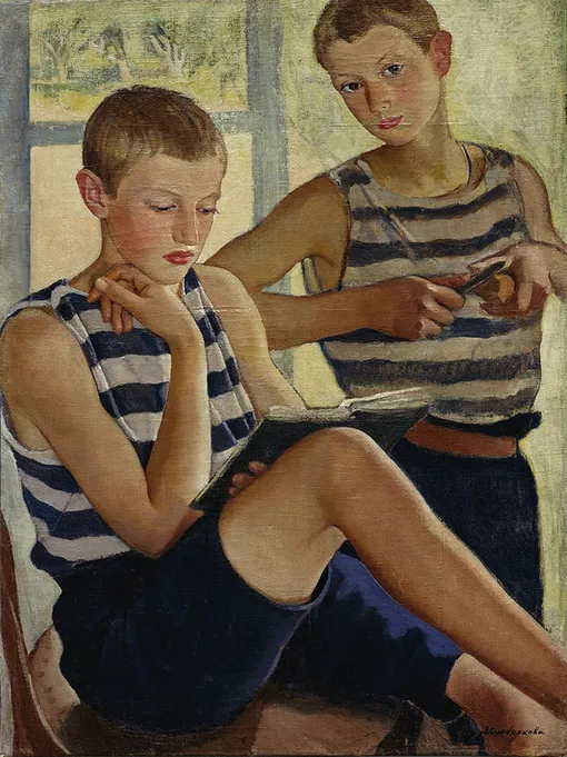 Зинаида Серебрякова.«Мальчики в матросских тельняшках». 1919. Холст, масло. Государственная Третьяковская галерея Зинаида Серебрякова.«Мальчики в матросских тельняшках». 1919. Холст, масло. Государственная Третьяковская галерея