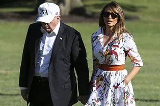 Дорожный лук: не треники и кроссовки, а платье и шпильки — Мелания Трамп ломает стереотипы