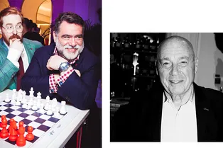 Владимир Познер и Михаил Куснирович на шахматно-джазовой вечеринке «Партия ISAIA»