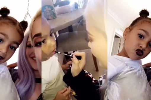 Норт Уэст опробовала помады от Кайли Дженнер Норт Уэст опробовала помады от Кайли Дженнер