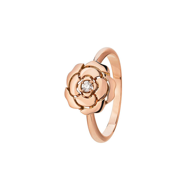Ring in 18K pink gold and one center diamond