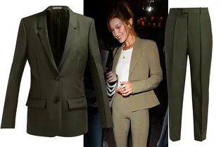 Брючный костюм цвета хаки — обязательная покупка сезона