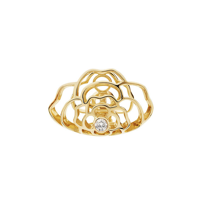 Single earring in 18K yellow gold and one center diamond