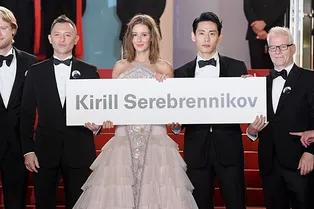 Аглая Тарасова, Андрей Звягинцев и Ирина Старшенбаум на премьере фильма «Лето» в Каннах